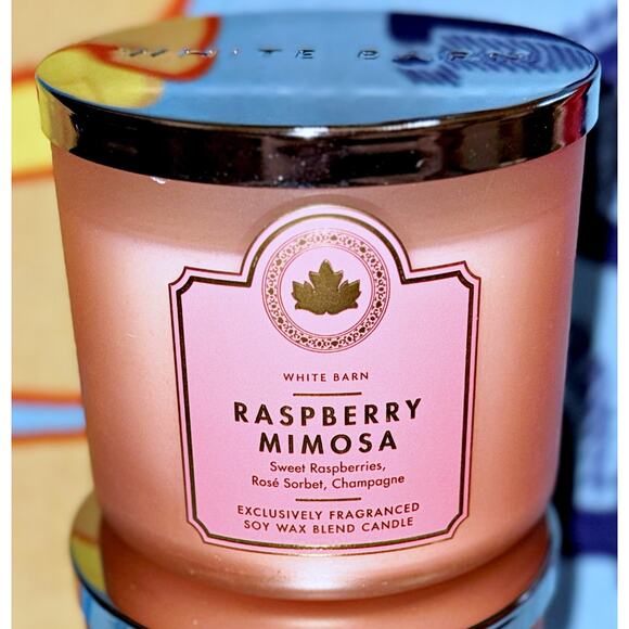 Lot of 2 Bath & Body Works Raspberry Mimosa Large 3-Wick Candle 14.5oz - Picture 3 of 5